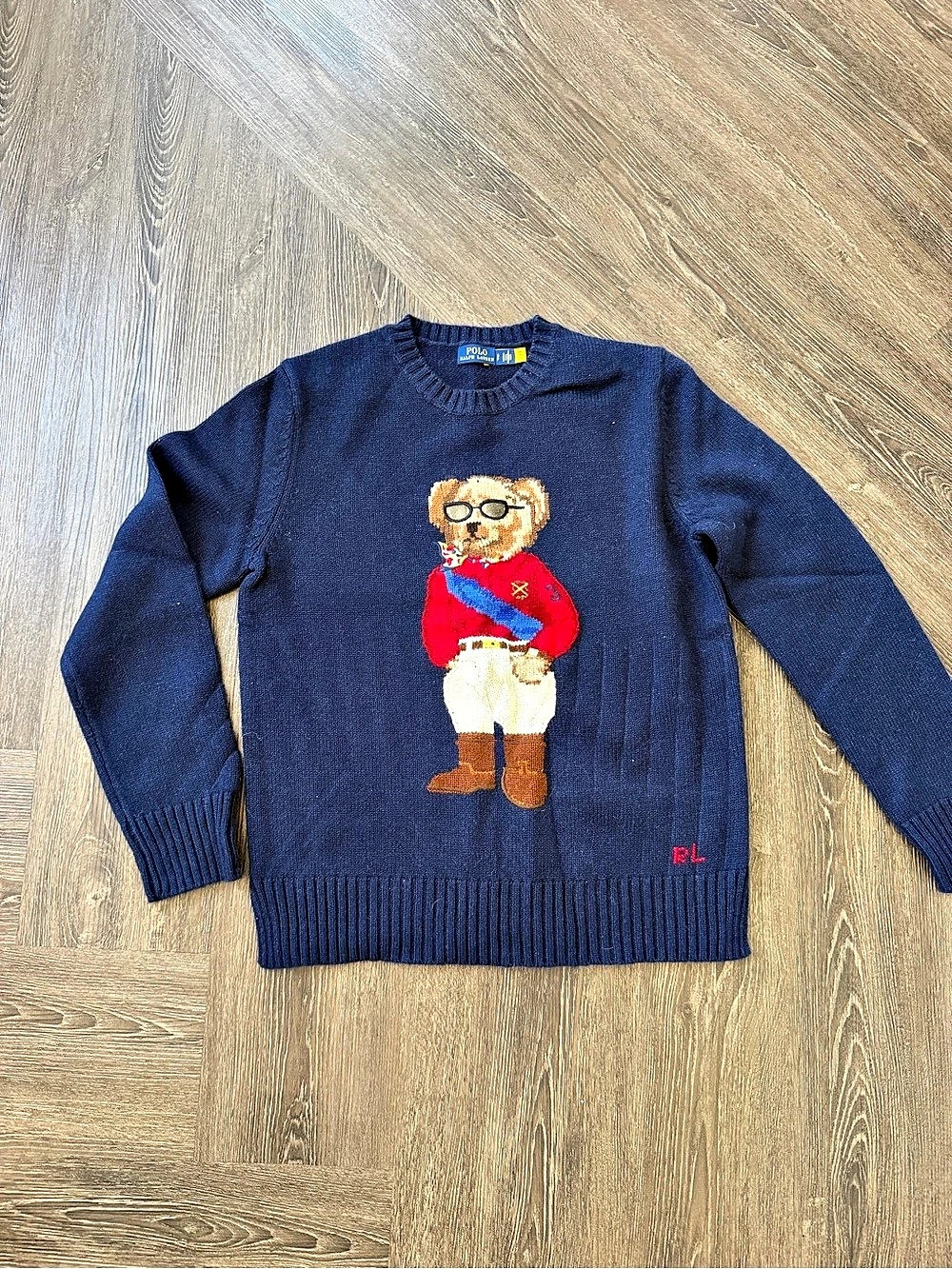 Polo Ralph Lauren Polo Bear Crewneck Sweater Blue & Red Boys Medium